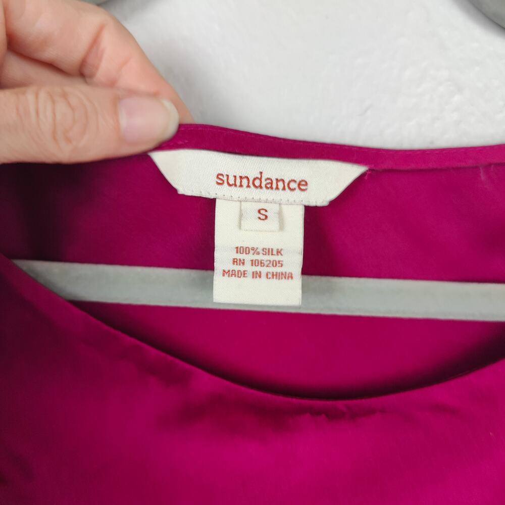 Sundance Top Womens Small Fuchsia Pink Draped Boatneck Blouse Bateau Bohemian - Picture 3 of 6